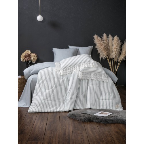 Stripe Muslin lace (голубое серебро) комплект Евро KAZANOV.A.