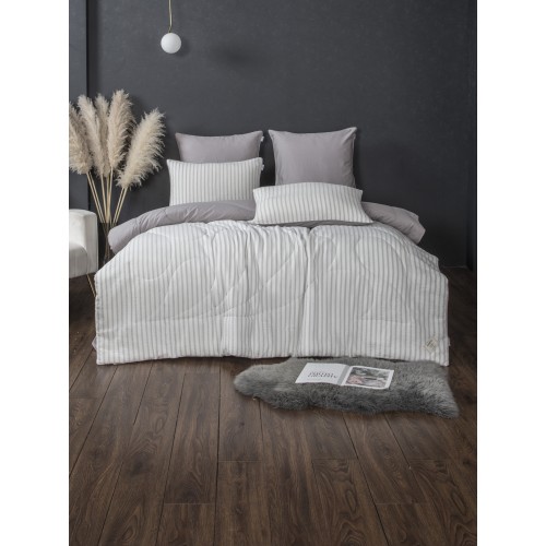 Stripe Muslin (серебро платина) комплект Евро KAZANOV.A.