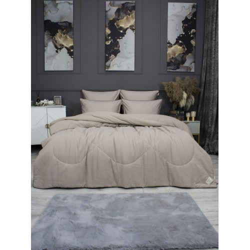 Muslin & Satin Solid color (латте) комплект Евро KAZANOV.A.