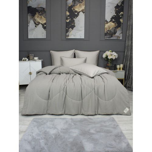 Комплект с одеялом Muslin & Satin Solid color (платина беж) комплект Евро KAZANOV.A