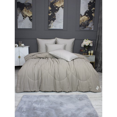 Комплект с одеялом Muslin & Satin Solid color (пыльно бежевый) комплект Евро KAZANOV.A