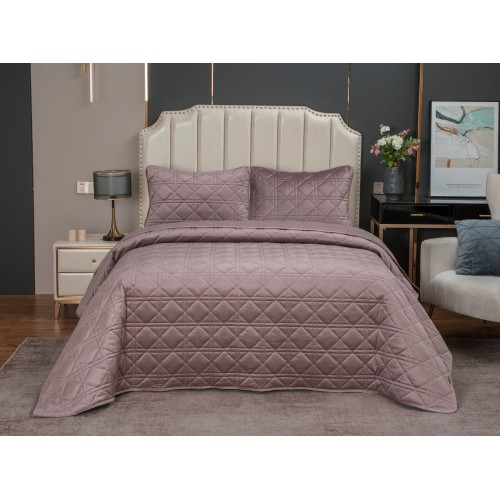 Стеганное покрывало Dori (пыльная орхидея) 240х260см (1), 50х70см (2) KAZANOV.A.