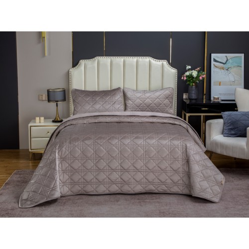 Стеганное покрывало Dori (серый беж) 240х260см (1), 50х70см (2) KAZANOV.A.