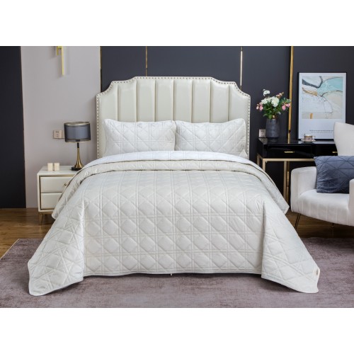 Стеганное покрывало Dori (молоко) 240х260см (1), 50х70см (2) KAZANOV.A.