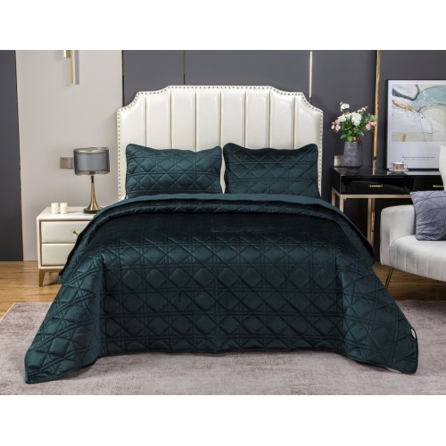 Стеганное покрывало Dori (изумруд) 240х260 (1), 50х70 (2) KAZANOV.A