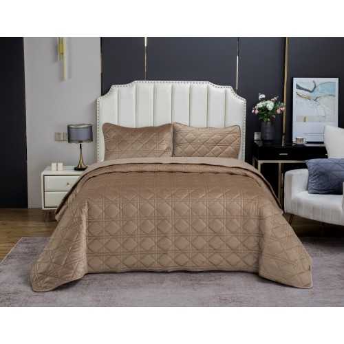 Стеганное покрывало Dori (кремовый капучино) 240х260см (1), 50х70см (2) KAZANOV.A.