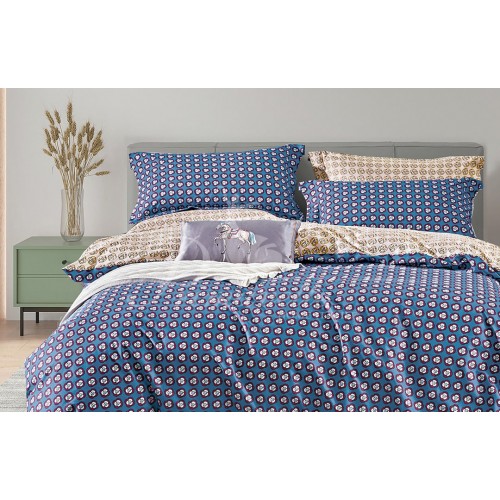 КПБ Сатин Дизайн Dofin  2-х спальный, наволочки 52х74, простыня на резинке