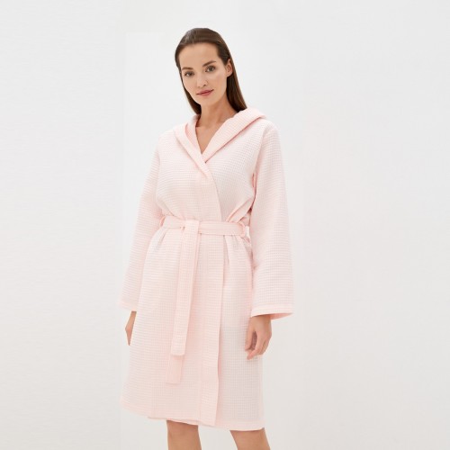 Наоми (пудра) L Халат вафельный с капюшоном Sofi De MarkO