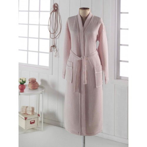 NEVA XL (персик) Халат вафельный кимоно Sofi De MarkO