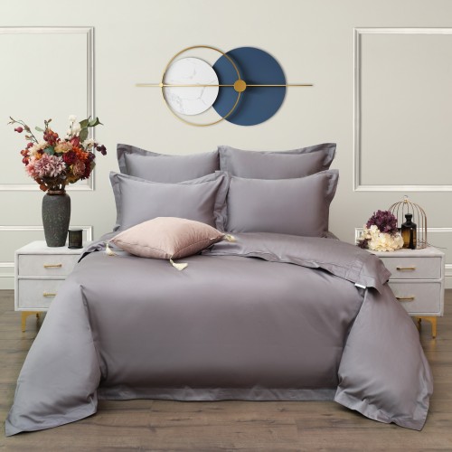 Моно (серо-лиловый) комплект постельного белья Евро Макси Sofi De MarkO