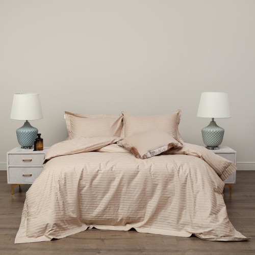 Моне (карамель) комплект постельного белья страйп сатин Евро 2н Sofi De MarkO