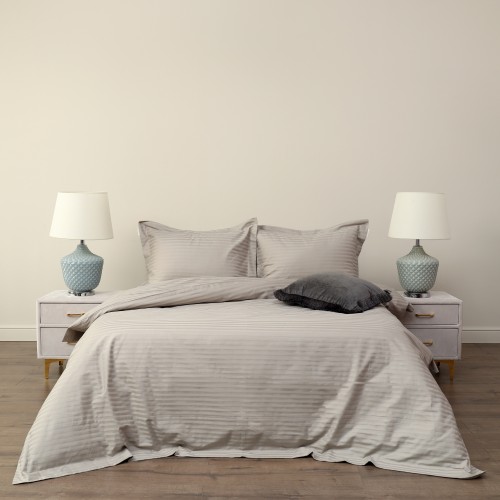 Моне (беж) комплект постельного белья страйп сатин Евро 2н Sofi De MarkO