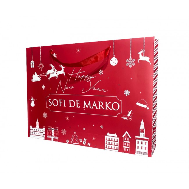 Пакет бумажный 52х10х38 новогодний (красный) Sofi De MarkO