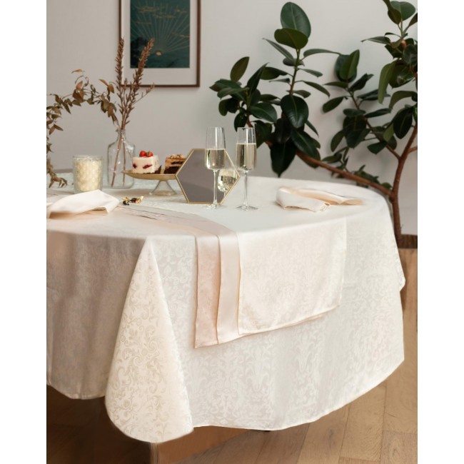 Бекки (молоко) Скатерть круглая 160см Sofi De MarkO Бекки (молоко) Скатерть круглая 160см Sofi De MarkO