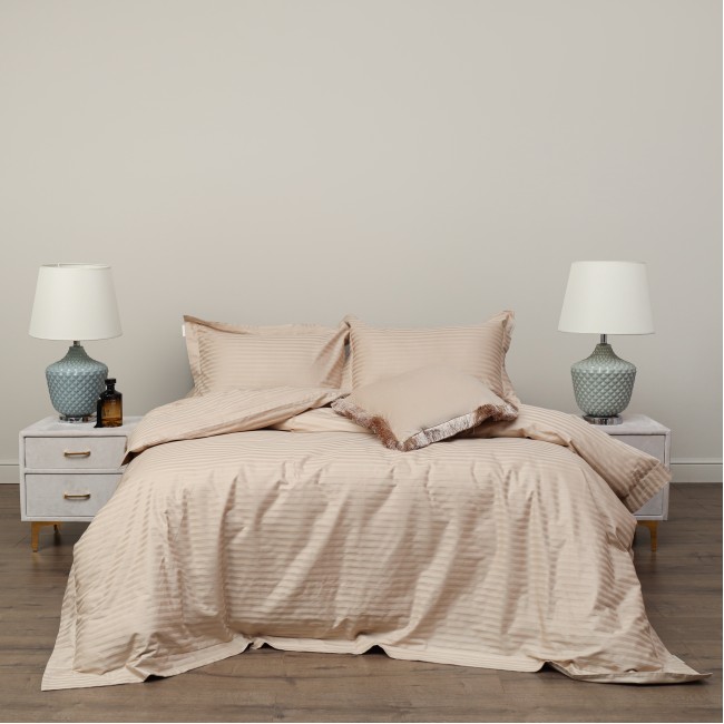 Моне (карамель) КПБ страйп сатин Евро 2н