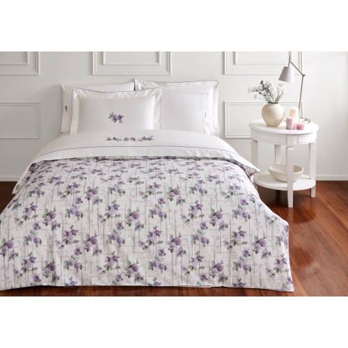 Комплект постельного белья Tivolyo Home SOFFIE BRODERY лиловый Евро