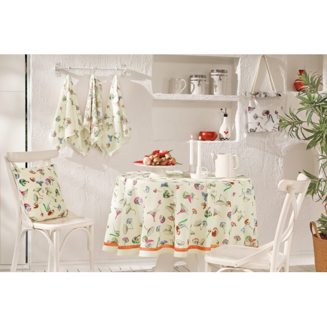 Скатерть Tivolyo home FUNGI круглая 180х180