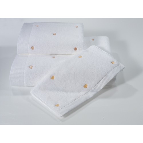 Полотенце Soft cotton LOVE белый/персиковый 75х150