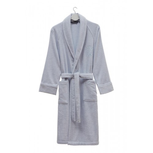 Халат мужской Soft cotton DELUXE голубой XL