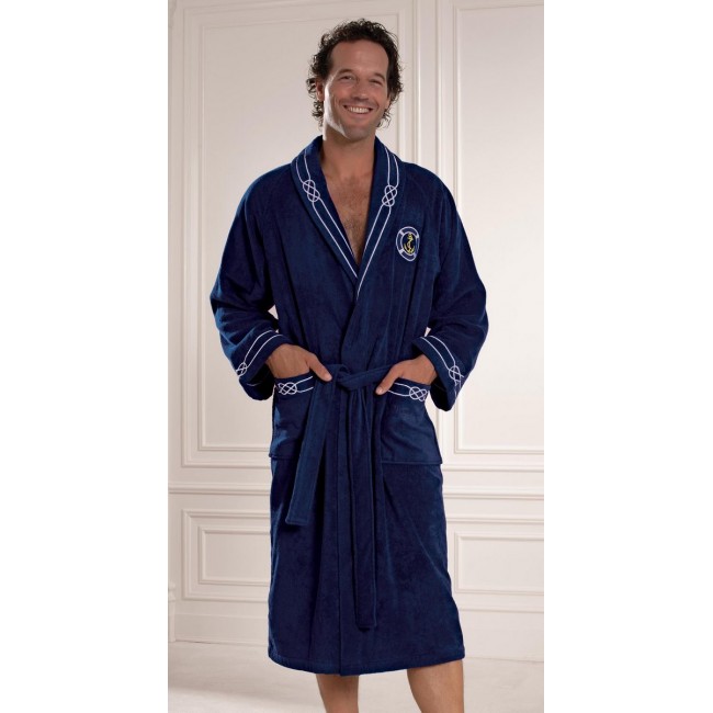 Халат мужской Soft cotton MARINE тёмно-синий M