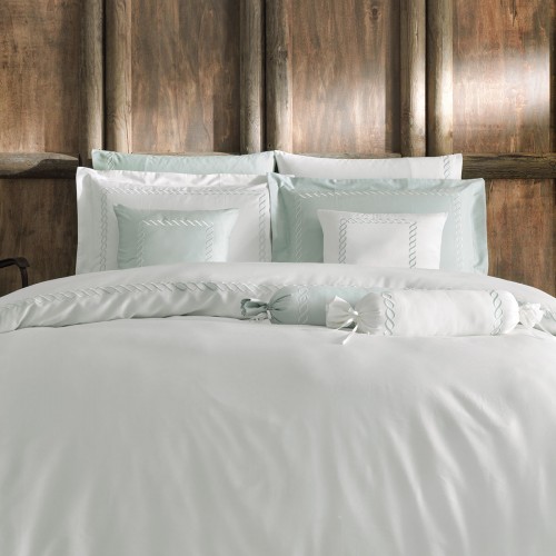 Комплект постельного белья Tivolyo Home CATENA крем/бирюзовый KING SIZE