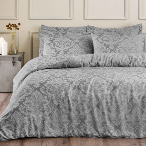 Комплект постельного белья Tivolyo home BAMBURA серый Евро