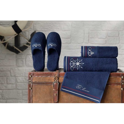 Набор полотенец Tivolyo Home NAVY синий 3 предмета + ароматизатор для шкафа