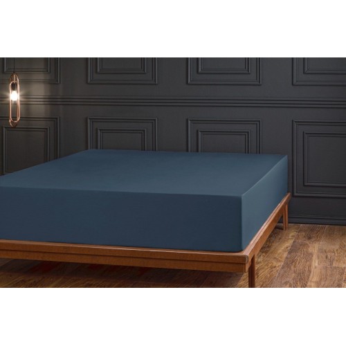 Простыня на резинке Tivolyo Home тёмно-синий 180х200