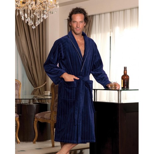 Халат мужской Soft cotton SHARP тёмно-синий L