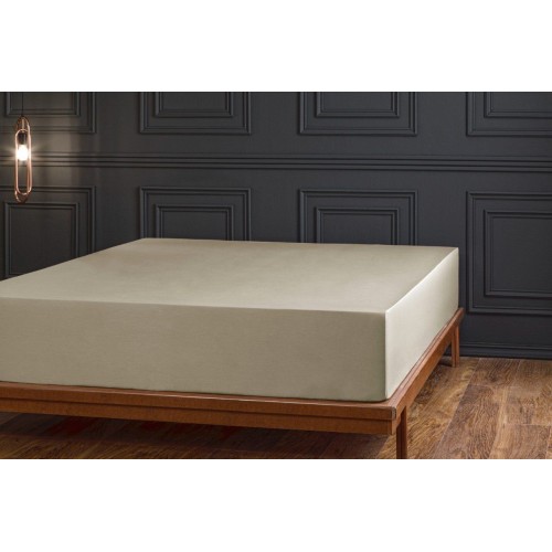 Простыня на резинке Tivolyo Home хаки 180х200