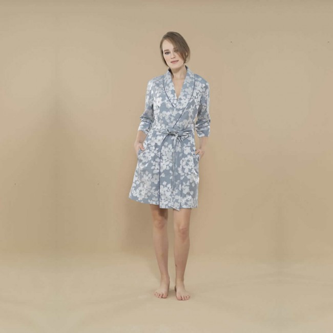 Халат женский Tivolyo Home JACQUARD PRINTEMPS синий S/M