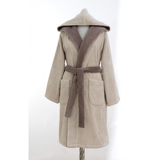 Халат женский Soft cotton LEAF бежевый S