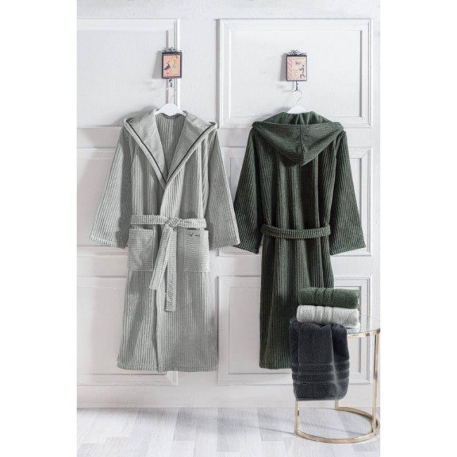 Халат мужской Soft cotton STRIPE хаки L