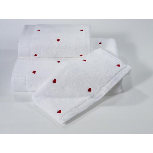 Полотенце Soft cotton LOVE белый/красный 75х150