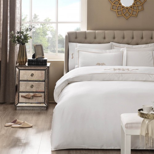 Комплект постельного белья Tivolyo Home DURANTE кремовый Евро