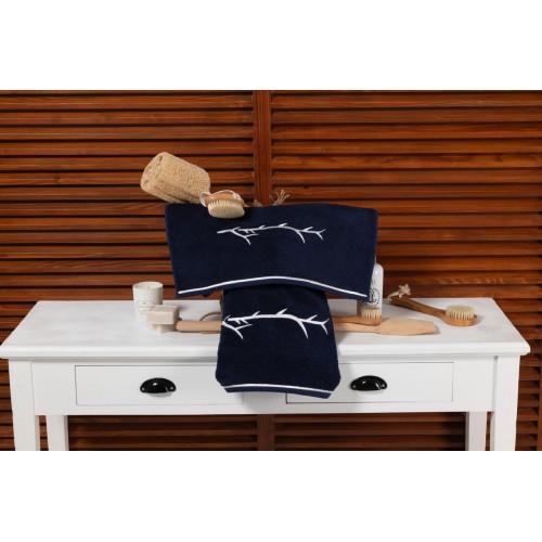 Набор полотенец Tivolyo Home PIхEL тёмно-синий/кремовый 2 предмета
