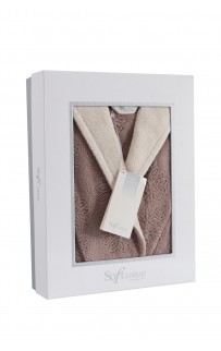 Халат женский Soft cotton LEAF коричневый L