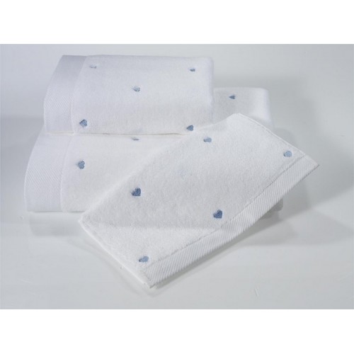 Полотенце Soft cotton LOVE белый/голубой 75х150