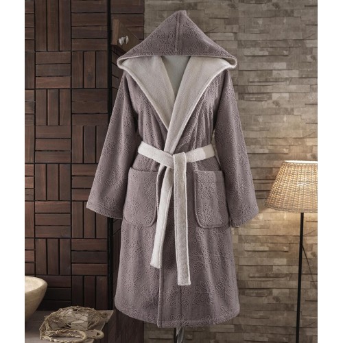 Халат женский Soft cotton LEAF коричневый L