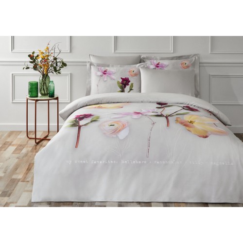 Комплект постельного белья Tivolyo Home FLORIS серый Евро