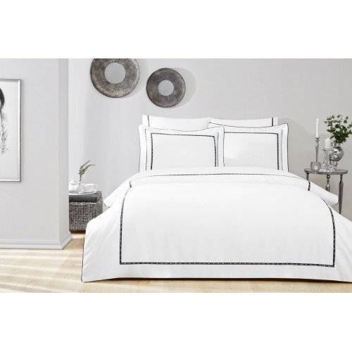 Комплект постельного белья Tivolyo Home TWIST кремовый/чёрный Евро