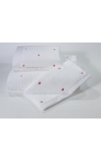 Полотенце Soft cotton LOVE белый/розовый 50х100