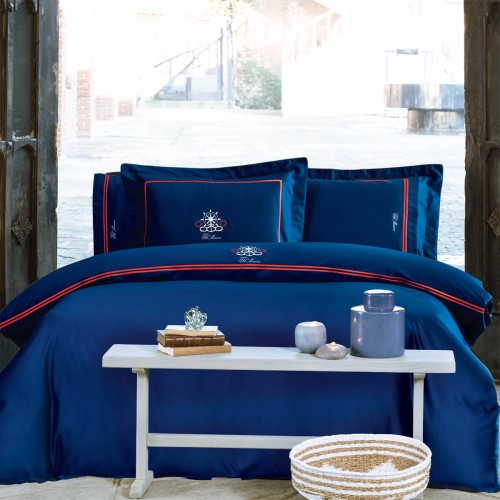 Комплект постельного белья Tivolyo Home NAVY синий Евро
