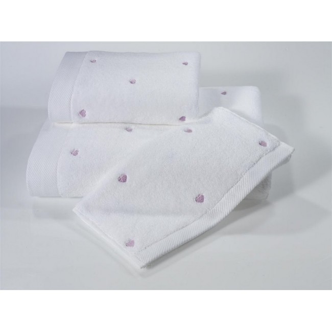 Полотенце Soft cotton LOVE белый/фиолетовый 75х150