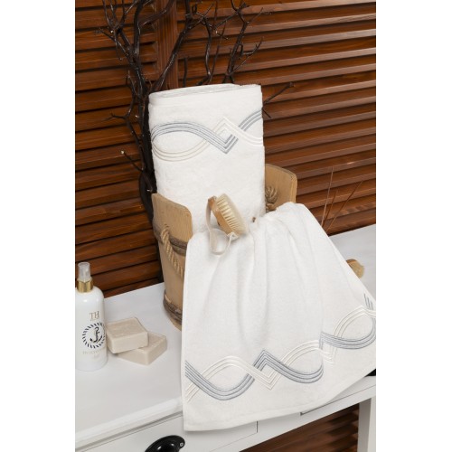 Набор полотенец Tivolyo Home CROSS кремовый/серый 2 предмета