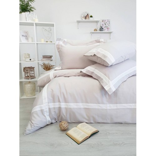 Комплект постельного белья Tivolyo Home BANDA бежевый KING SIZE