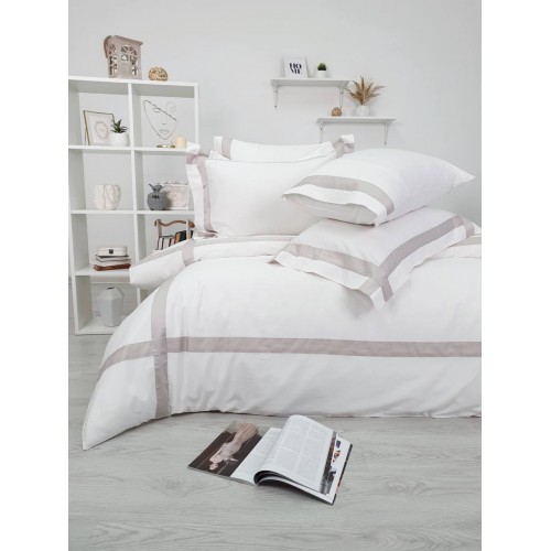 Комплект постельного белья Tivolyo Home BANDA кремовый/бежевый KING SIZE