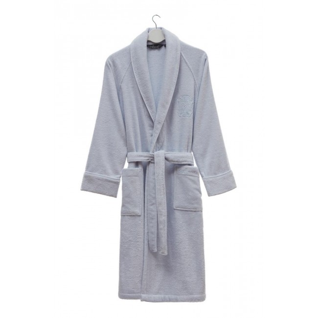 Халат мужской Soft cotton DELUXE голубой XXL