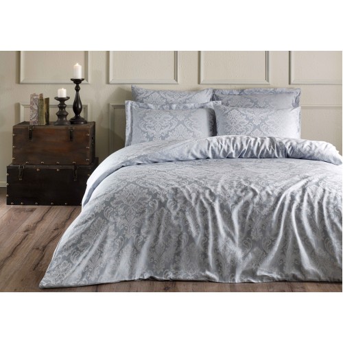 Комплект постельного белья Tivolyo home BAMBURA голубой Евро