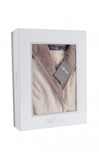 Халат женский Soft cotton LEAF бежевый S